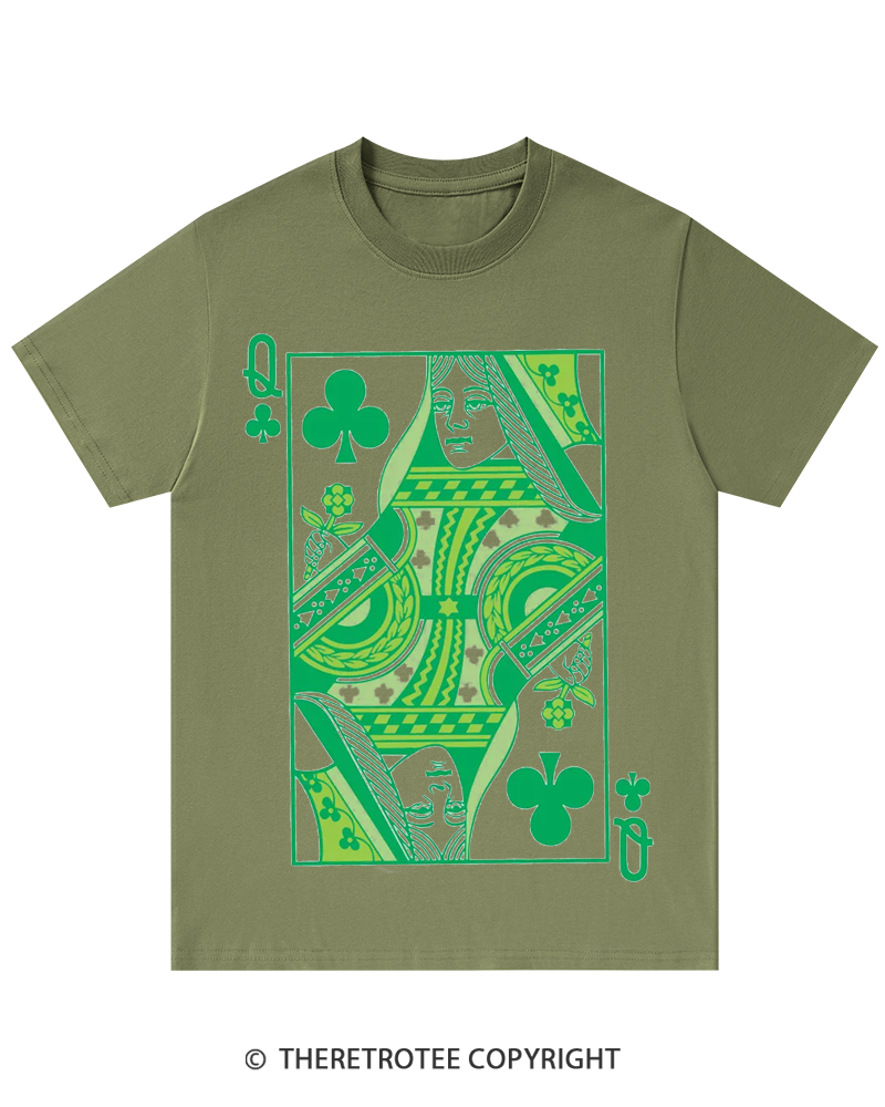 TheRetroTee Queen Of Clubs St. Patrick's Day T-Shirt