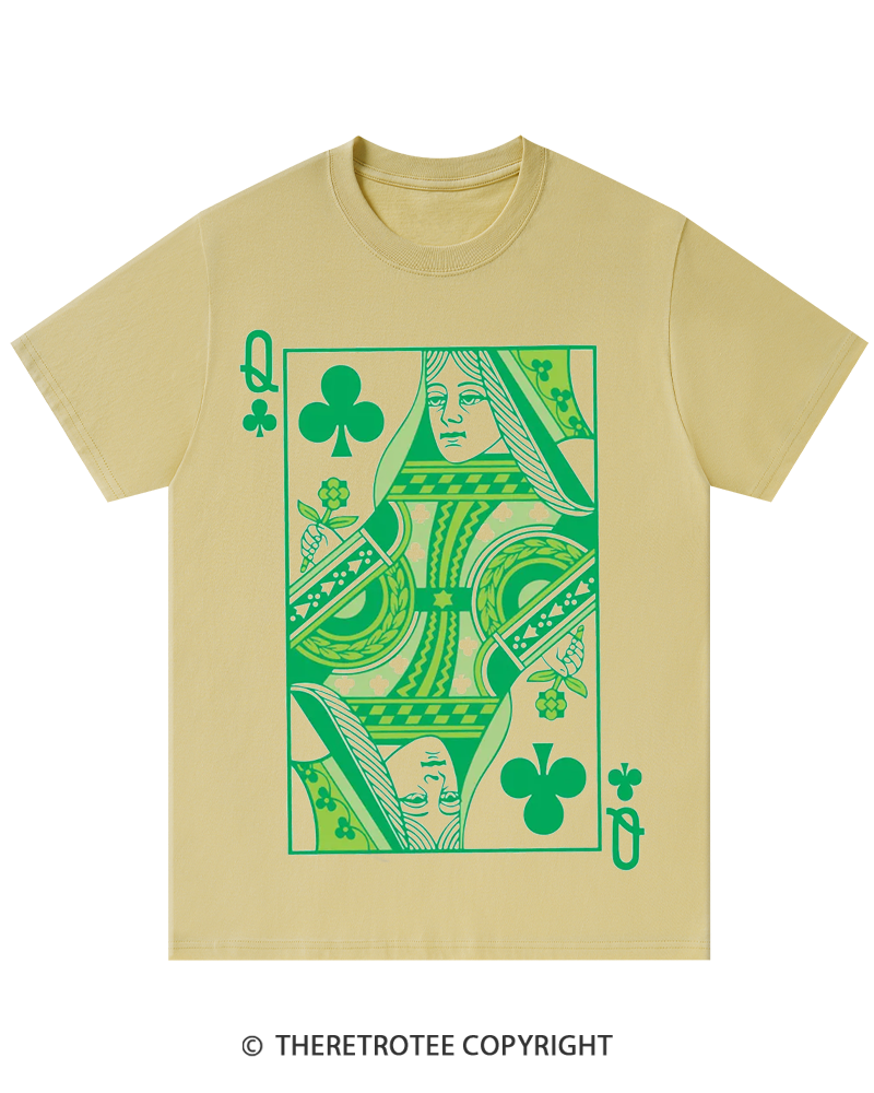 TheRetroTee Queen Of Clubs St. Patrick's Day T-Shirt