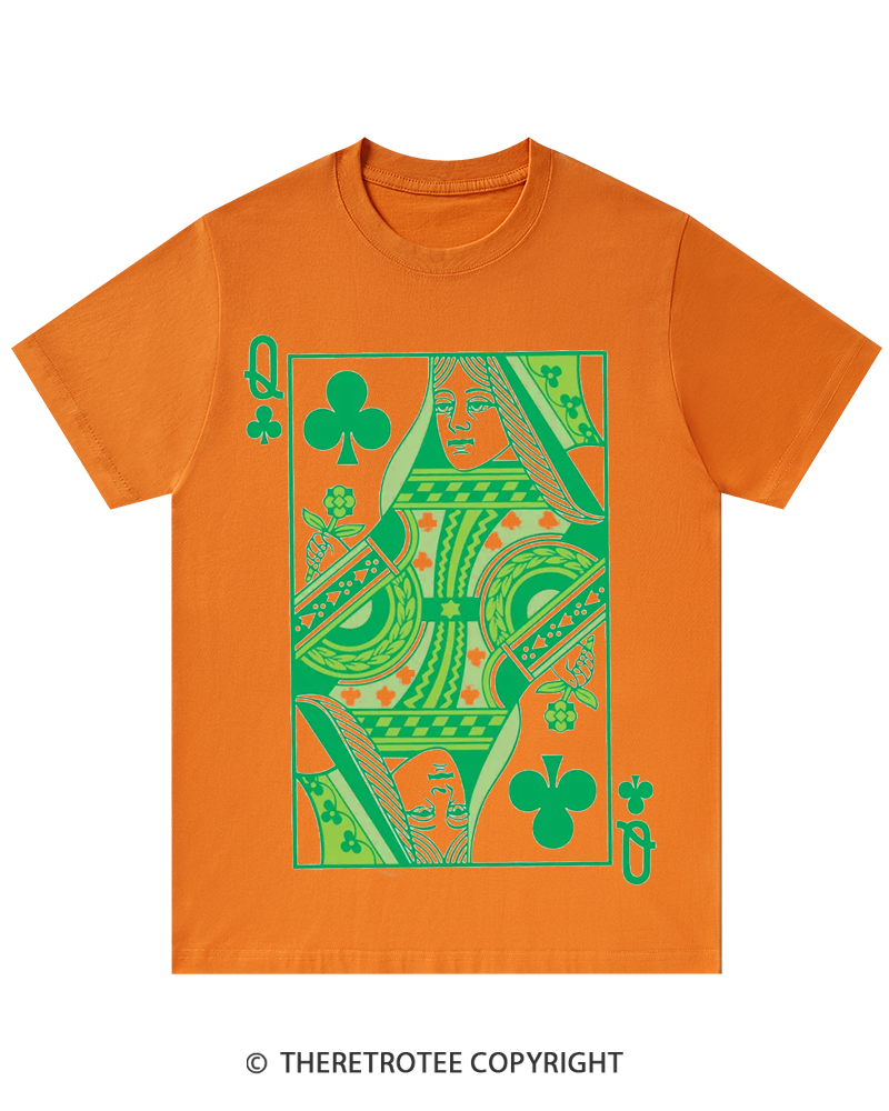 TheRetroTee Queen Of Clubs St. Patrick's Day T-Shirt