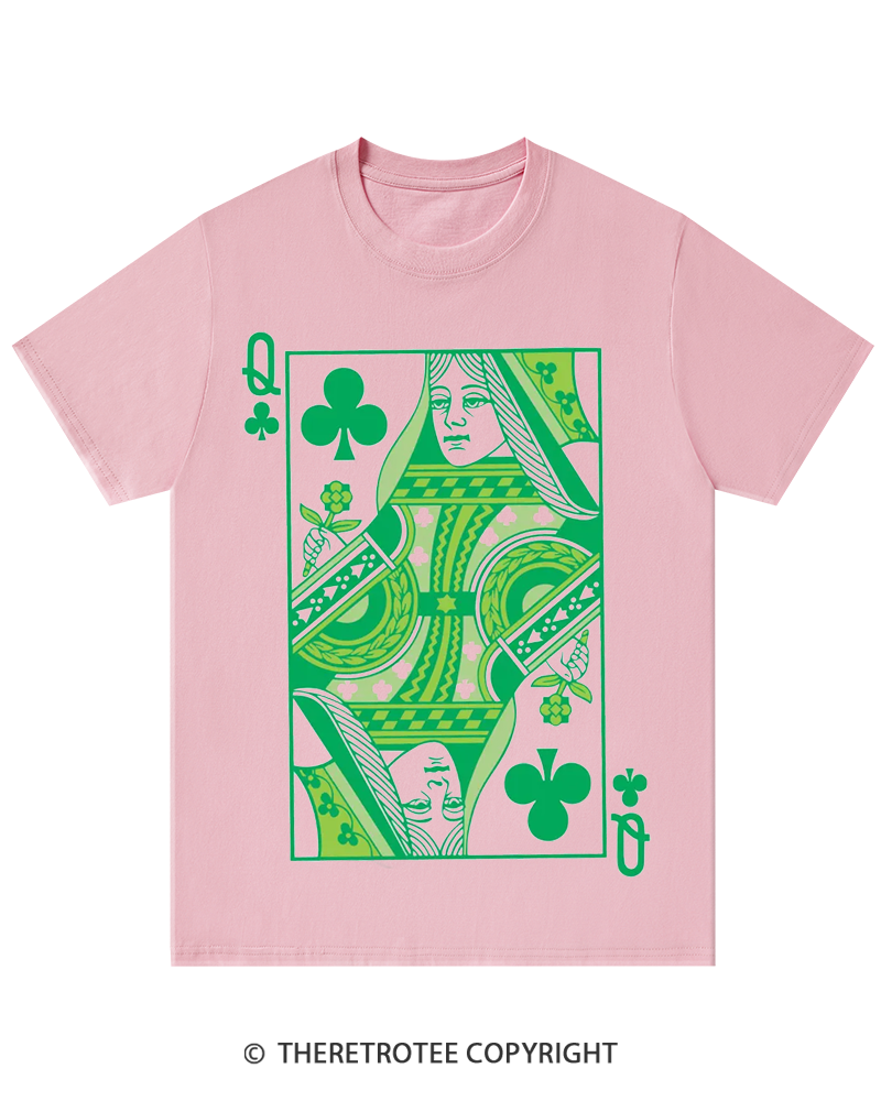 TheRetroTee Queen Of Clubs St. Patrick's Day T-Shirt