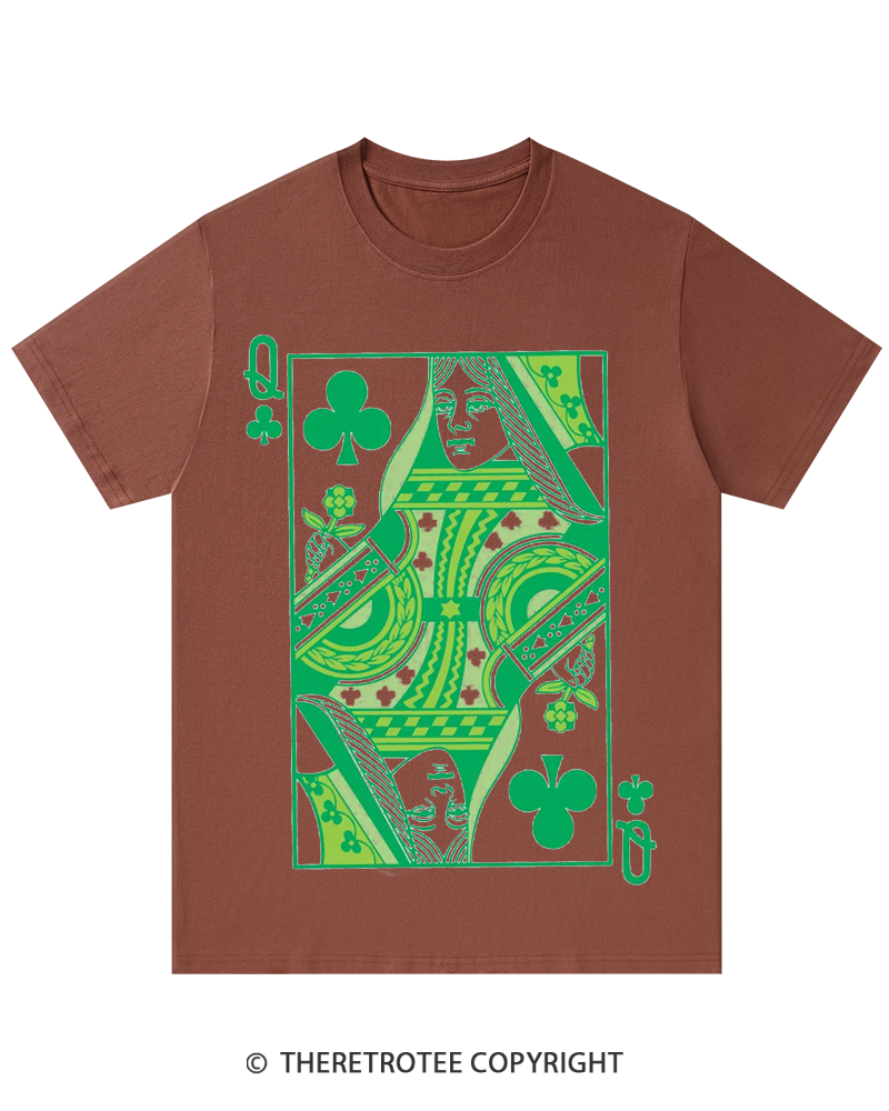TheRetroTee Queen Of Clubs St. Patrick's Day T-Shirt