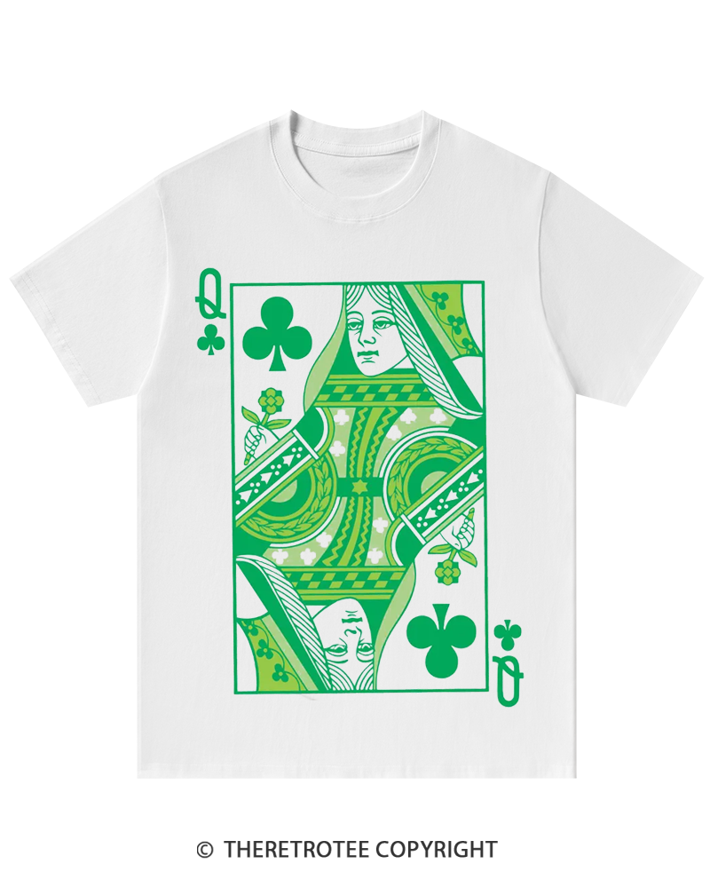 TheRetroTee Queen Of Clubs St. Patrick's Day T-Shirt