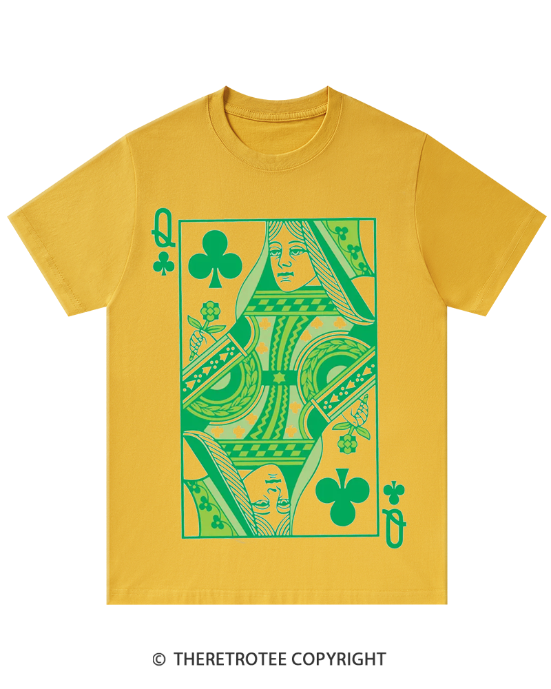 TheRetroTee Queen Of Clubs St. Patrick's Day T-Shirt