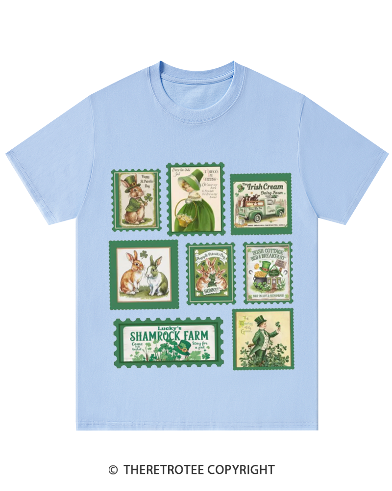 TheRetroTee Vintage Stamp Shamrock St. Patrick's Day T-Shirt