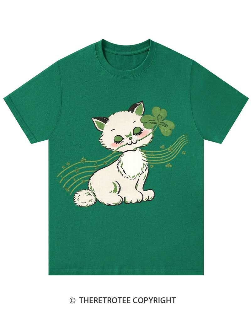 TheRetroTee Clover Melody Kitty St. Patrick's Day T-Shirt