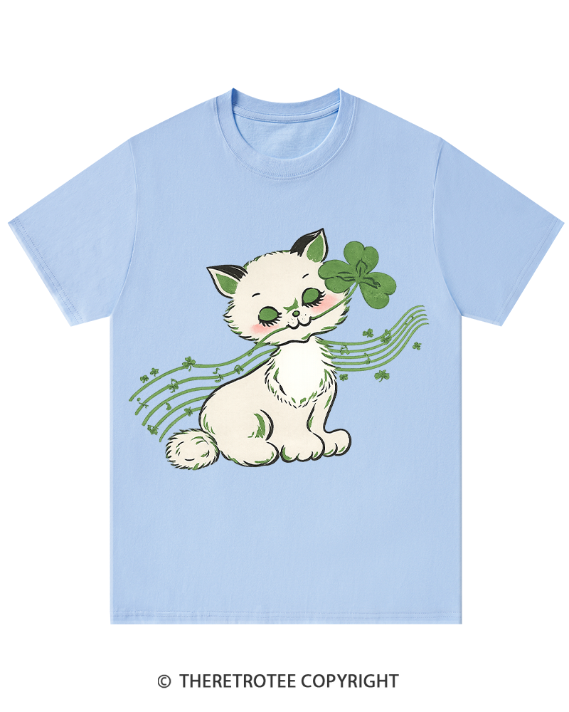 TheRetroTee Clover Melody Kitty St. Patrick's Day T-Shirt