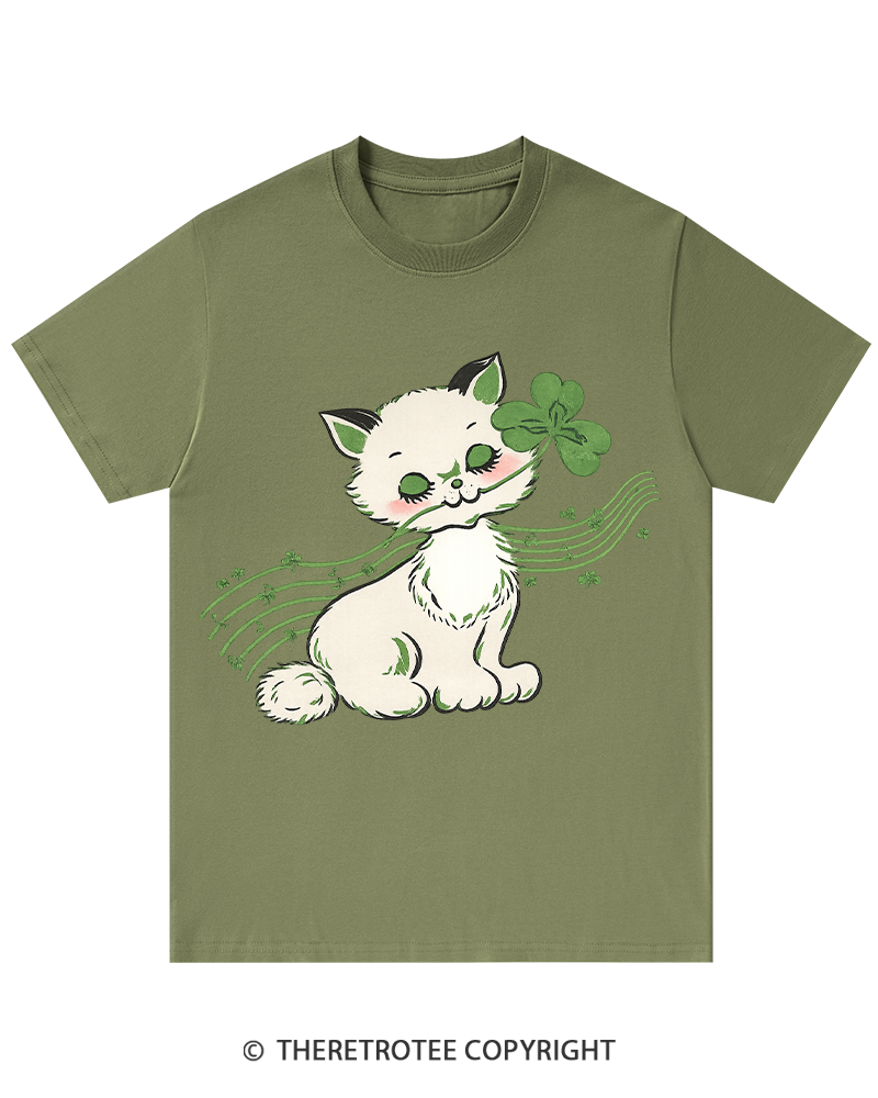 TheRetroTee Clover Melody Kitty St. Patrick's Day T-Shirt