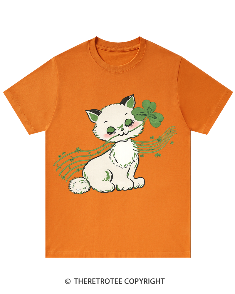 TheRetroTee Clover Melody Kitty St. Patrick's Day T-Shirt