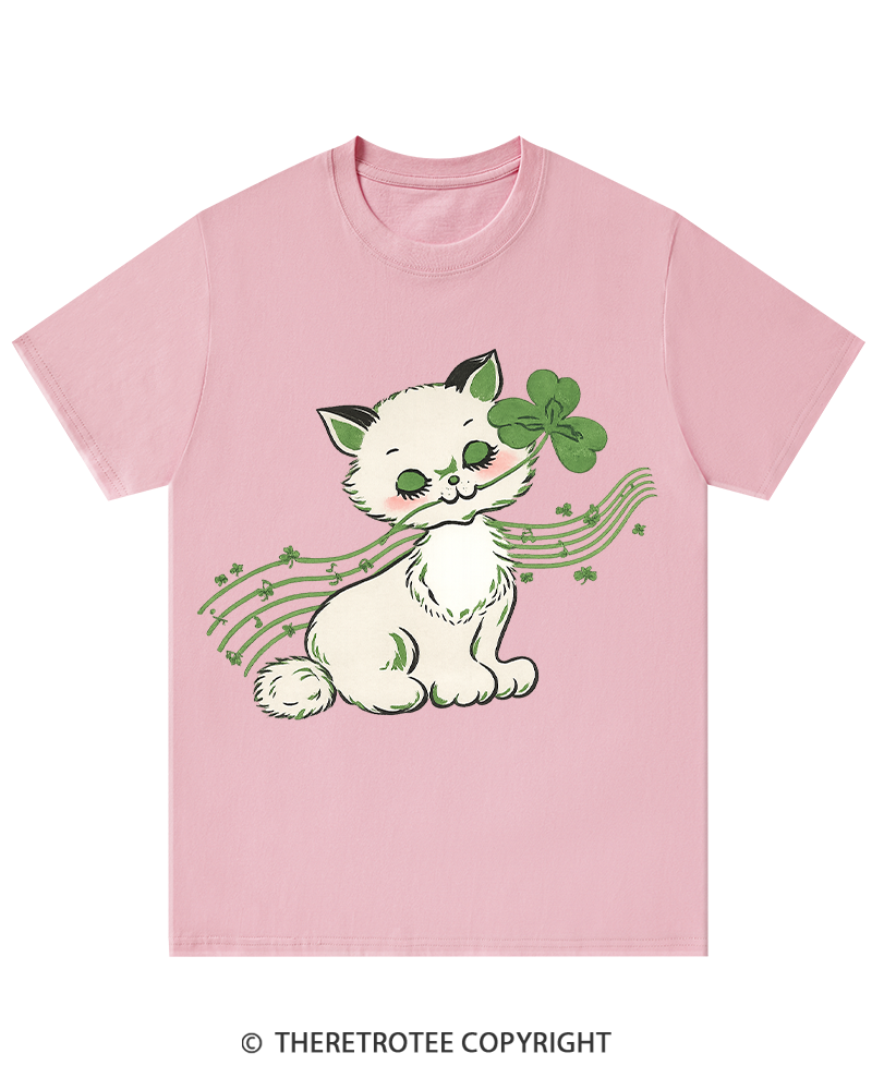 TheRetroTee Clover Melody Kitty St. Patrick's Day T-Shirt