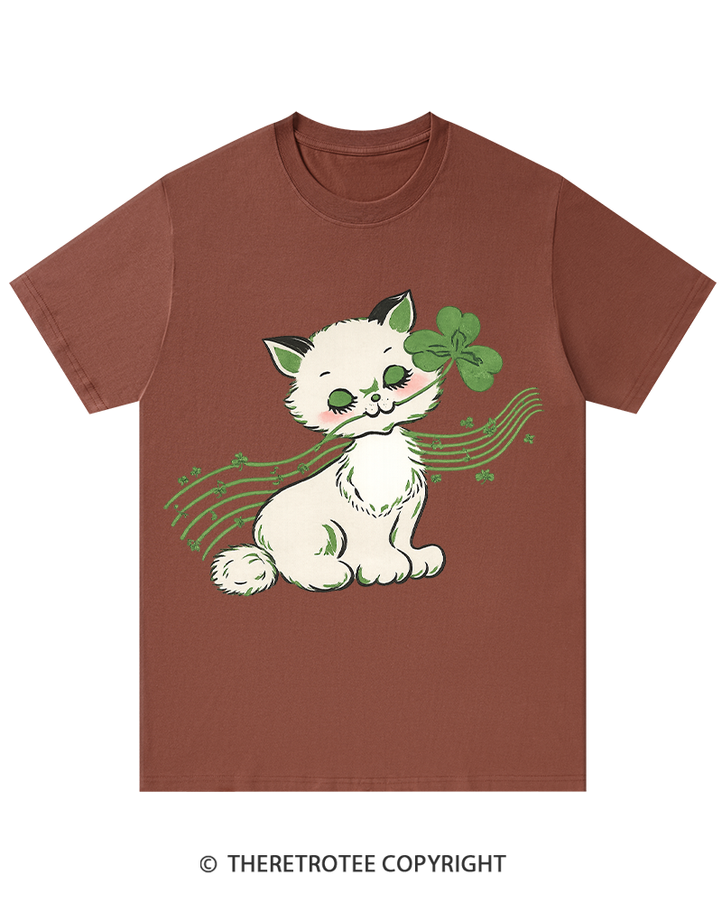 TheRetroTee Clover Melody Kitty St. Patrick's Day T-Shirt