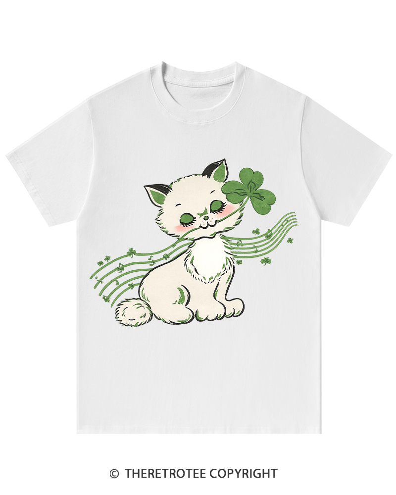 TheRetroTee Clover Melody Kitty St. Patrick's Day T-Shirt