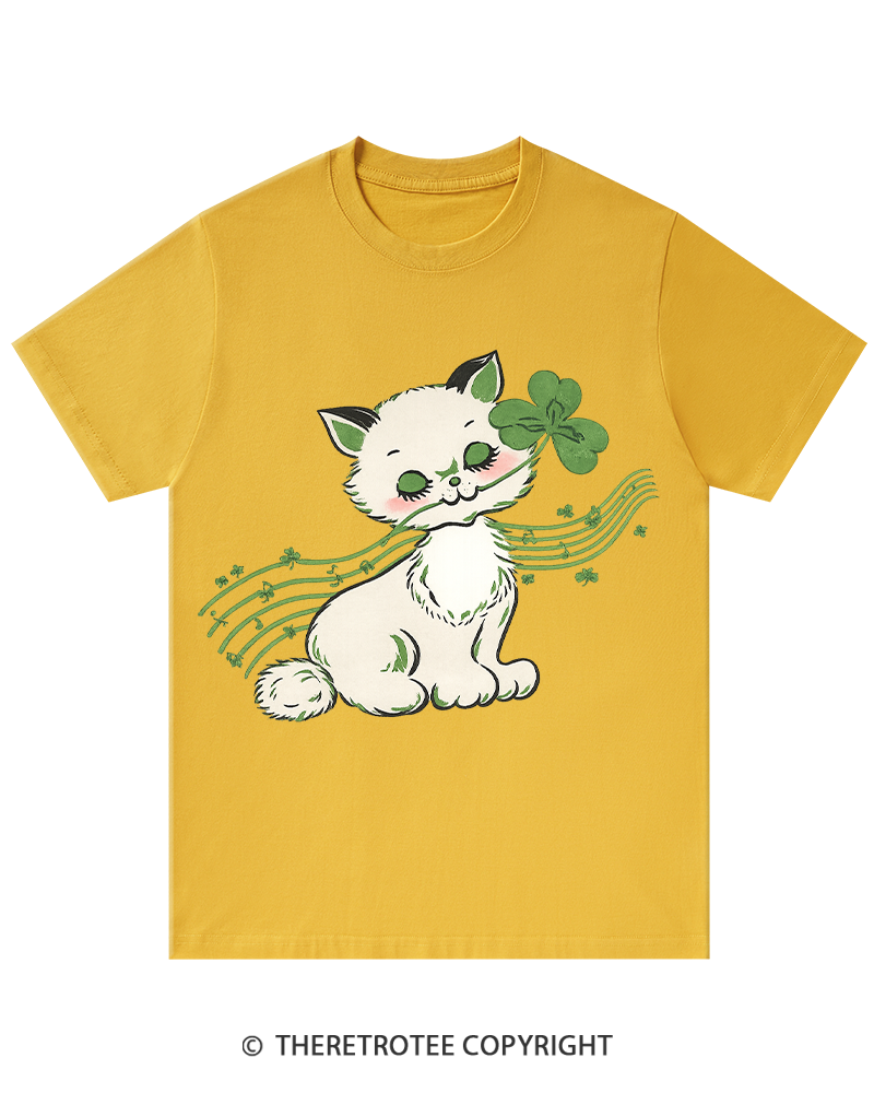 TheRetroTee Clover Melody Kitty St. Patrick's Day T-Shirt