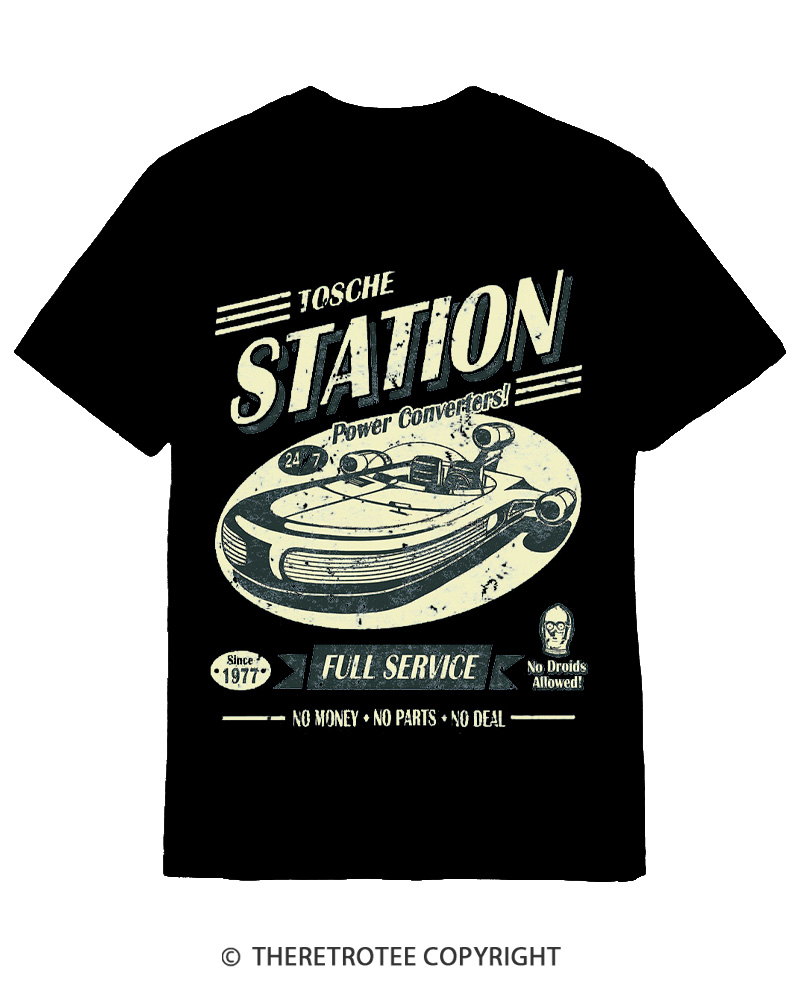 TheRetroTee Outer Rim Service Station 1980s Cotton T-Shirt