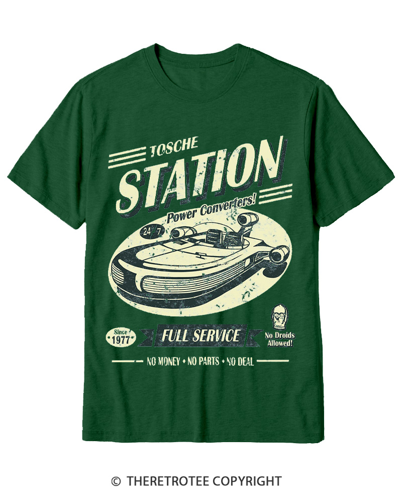 TheRetroTee Outer Rim Service Station 1980s Cotton T-Shirt