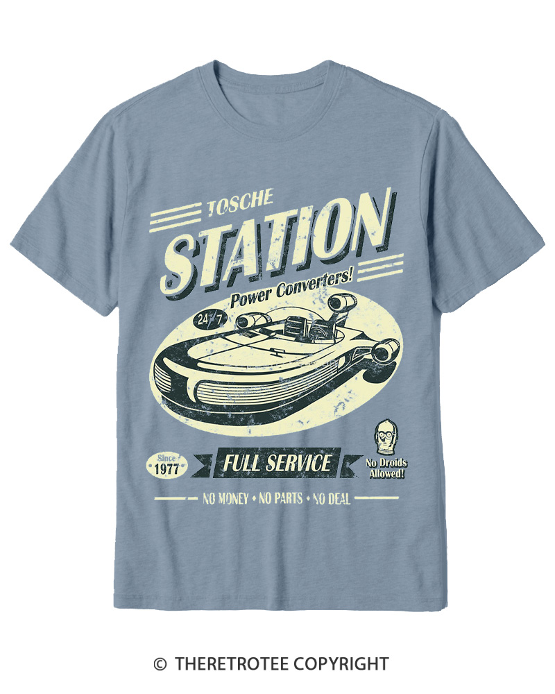 TheRetroTee Outer Rim Service Station 1980s Cotton T-Shirt