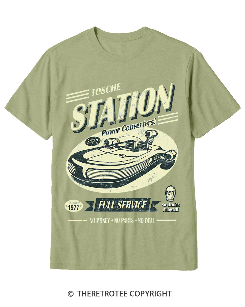 TheRetroTee Outer Rim Service Station 1980s Cotton T-Shirt