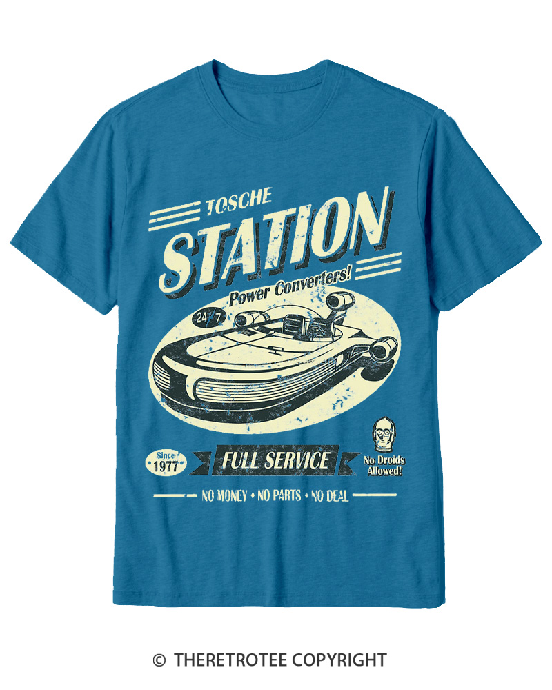 TheRetroTee Outer Rim Service Station 1980s Cotton T-Shirt