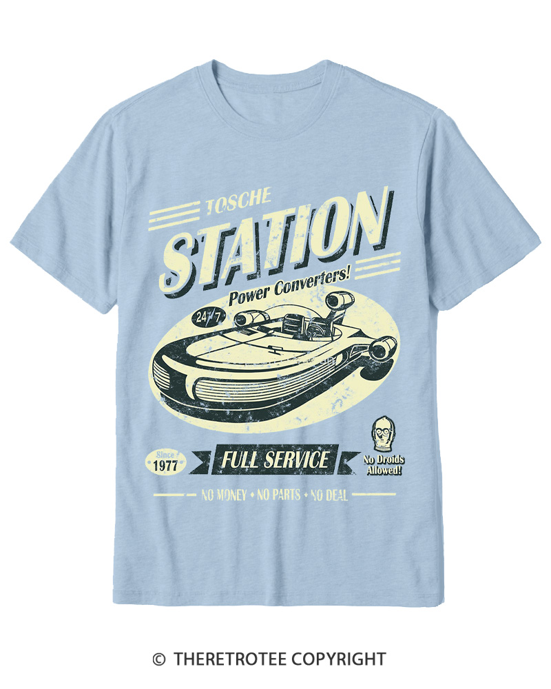 TheRetroTee Outer Rim Service Station 1980s Cotton T-Shirt