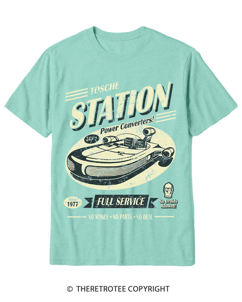 TheRetroTee Outer Rim Service Station 1980s Cotton T-Shirt