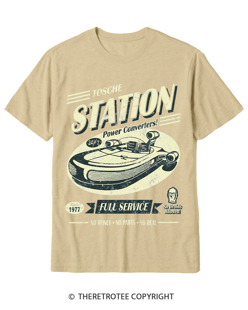 TheRetroTee Outer Rim Service Station 1980s Cotton T-Shirt