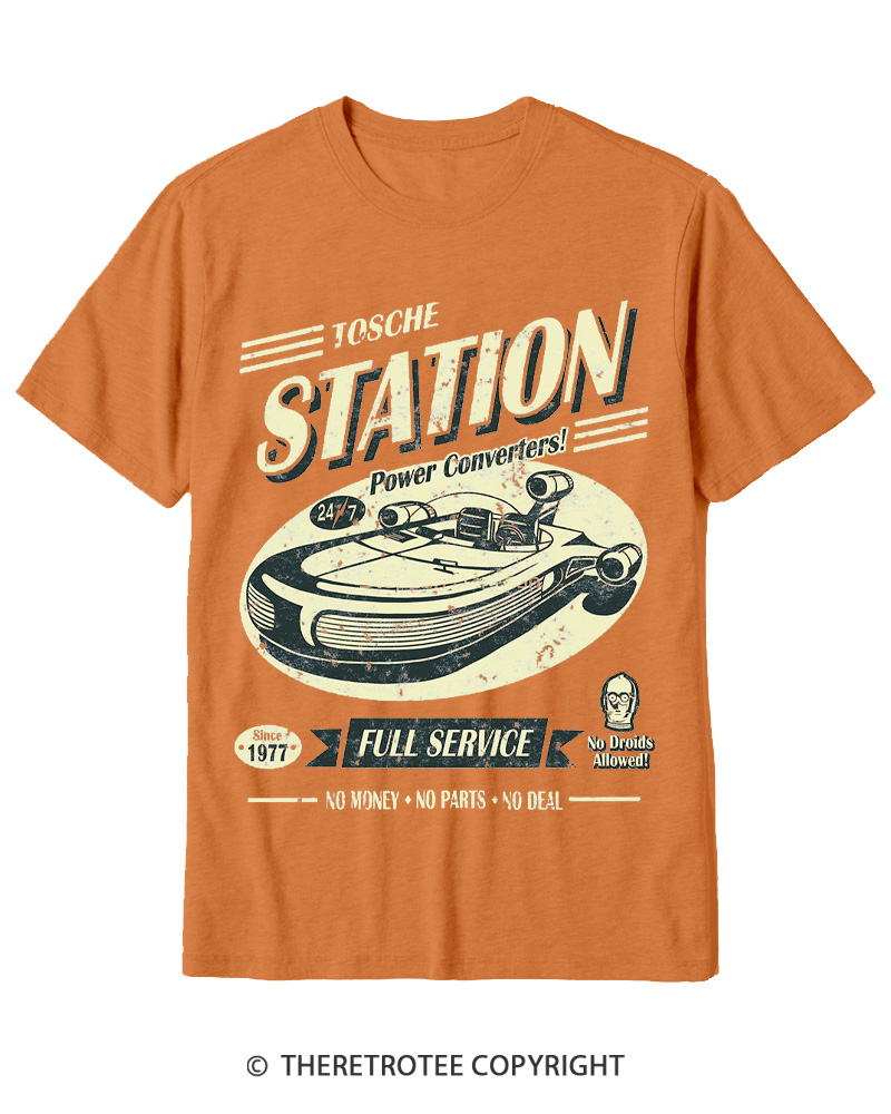TheRetroTee Outer Rim Service Station 1980s Cotton T-Shirt