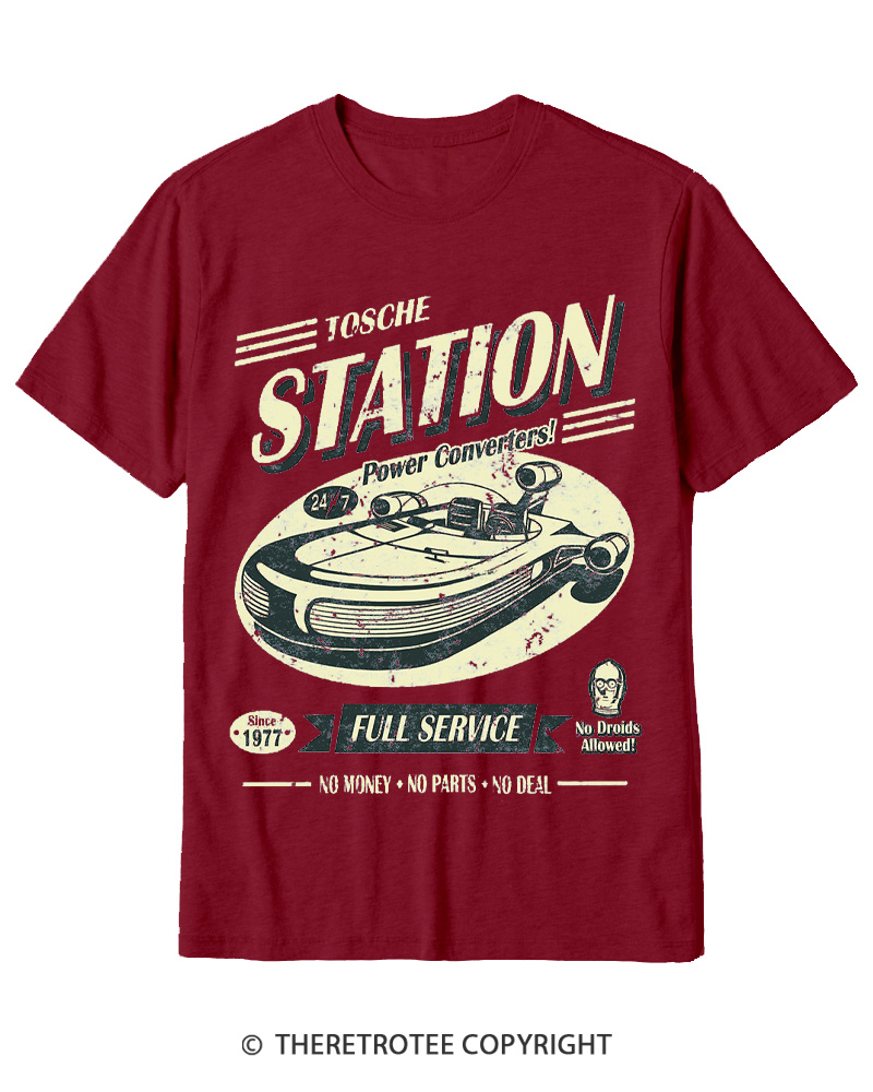TheRetroTee Outer Rim Service Station 1980s Cotton T-Shirt