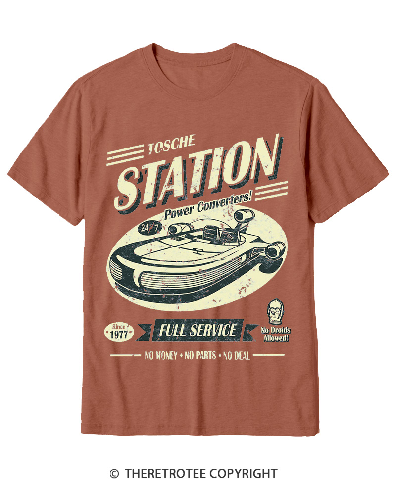 TheRetroTee Outer Rim Service Station 1980s Cotton T-Shirt