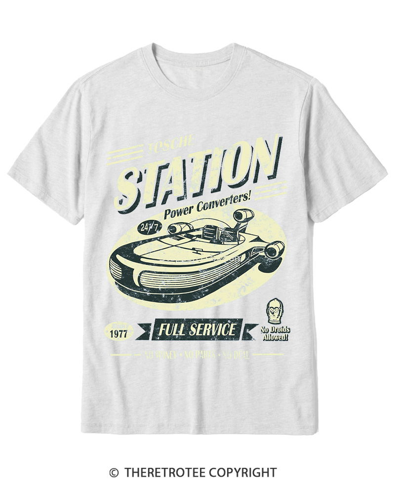 TheRetroTee Outer Rim Service Station 1980s Cotton T-Shirt