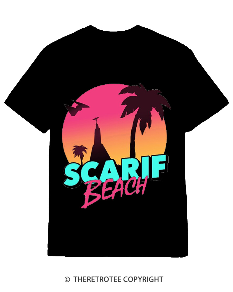 TheRetroTee Data Vault Beach 1980s Cotton T-Shirt