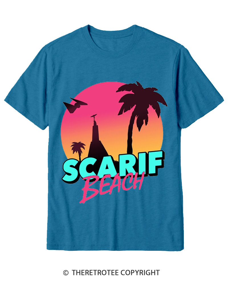 TheRetroTee Data Vault Beach 1980s Cotton T-Shirt