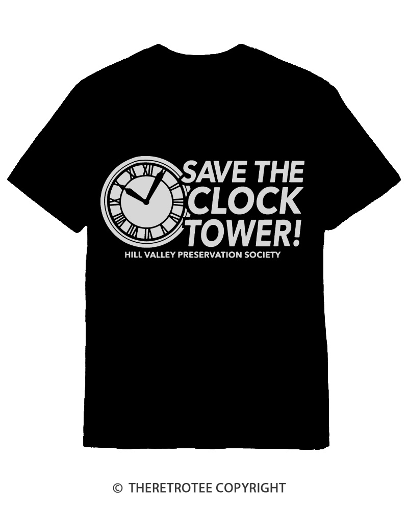 TheRetroTee Save The Clock Tower 1980s Cotton T-Shirt