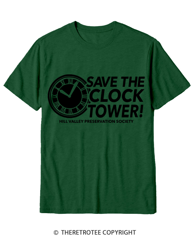 TheRetroTee Save The Clock Tower 1980s Cotton T-Shirt