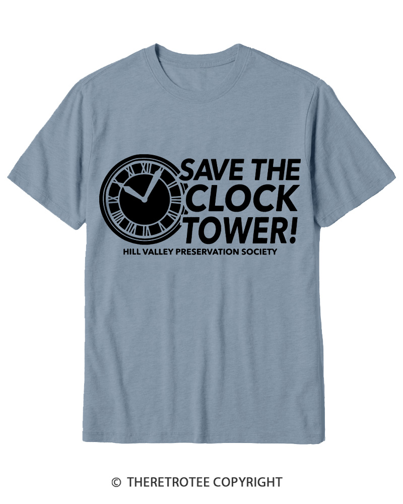 TheRetroTee Save The Clock Tower 1980s Cotton T-Shirt