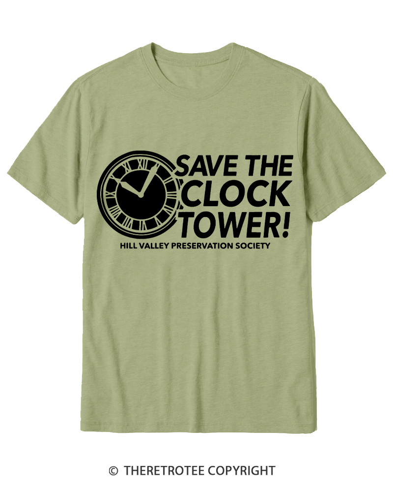 TheRetroTee Save The Clock Tower 1980s Cotton T-Shirt