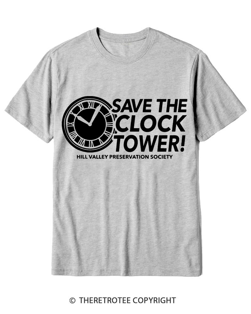 TheRetroTee Save The Clock Tower 1980s Cotton T-Shirt