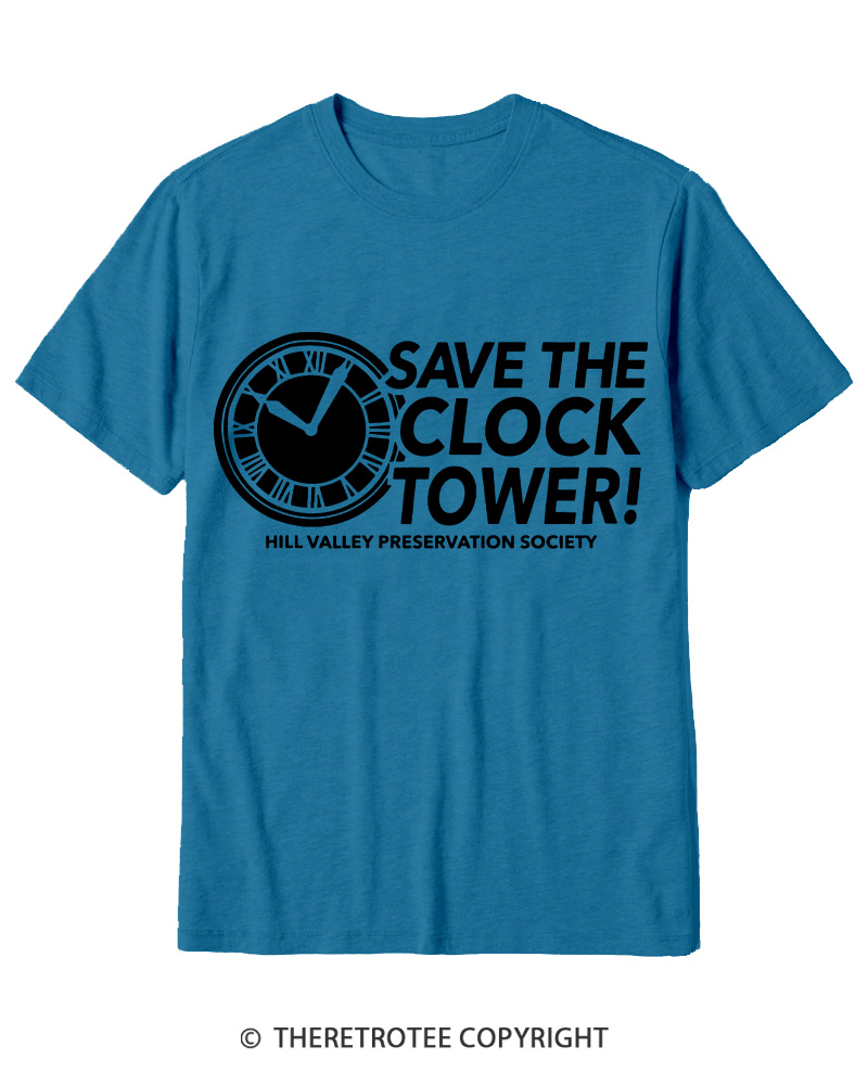 TheRetroTee Save The Clock Tower 1980s Cotton T-Shirt
