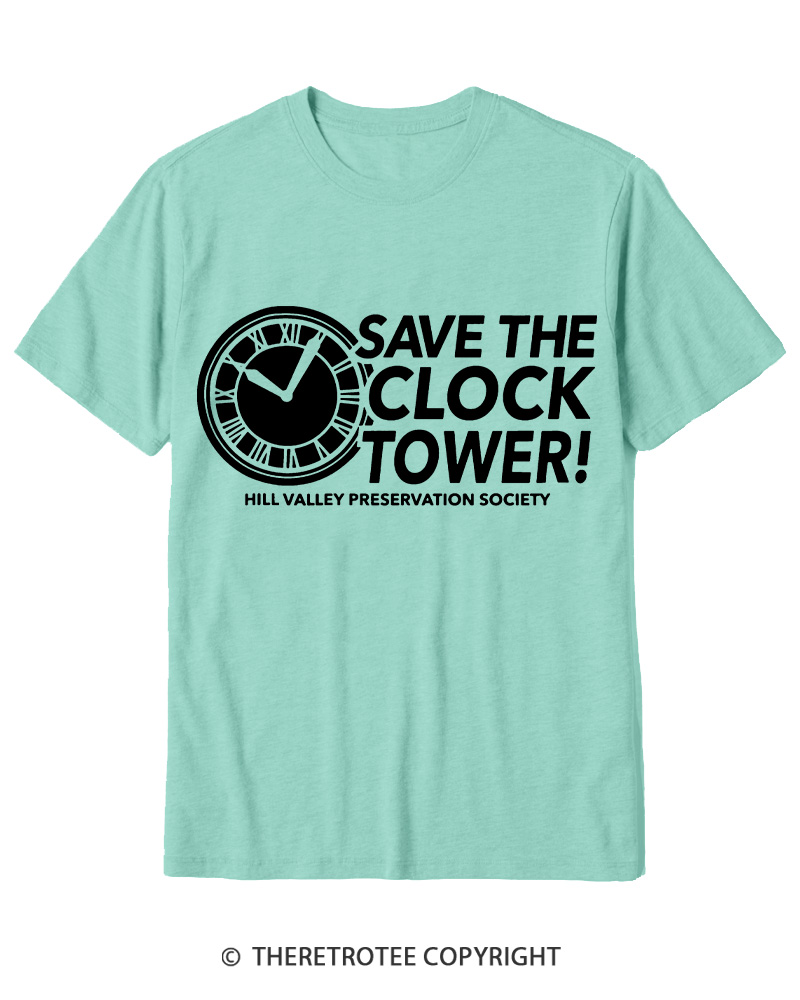 TheRetroTee Save The Clock Tower 1980s Cotton T-Shirt