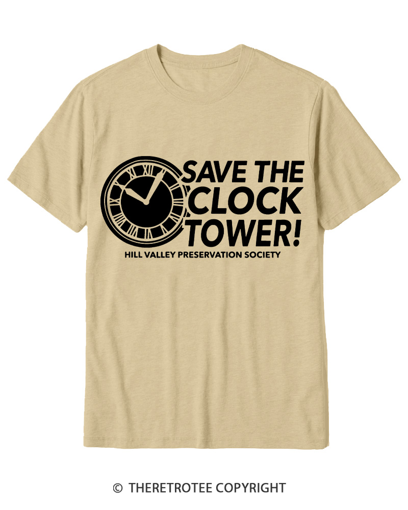 TheRetroTee Save The Clock Tower 1980s Cotton T-Shirt