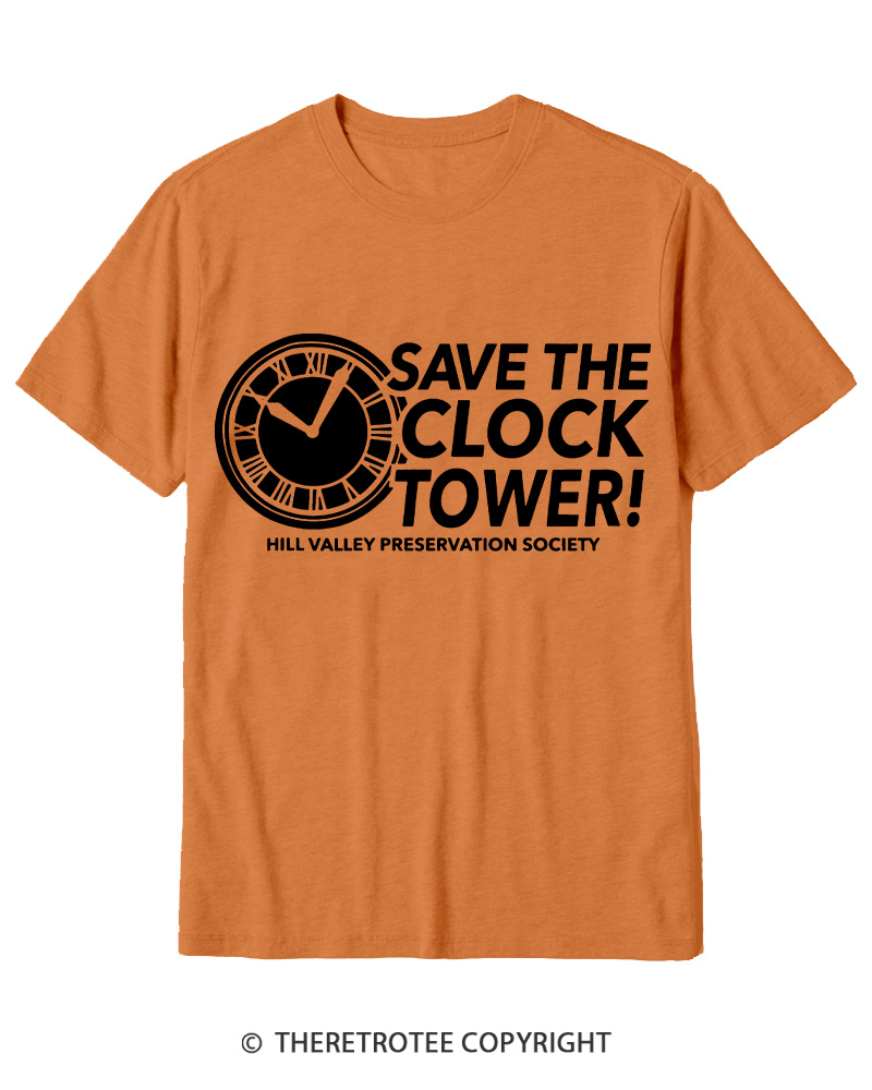 TheRetroTee Save The Clock Tower 1980s Cotton T-Shirt