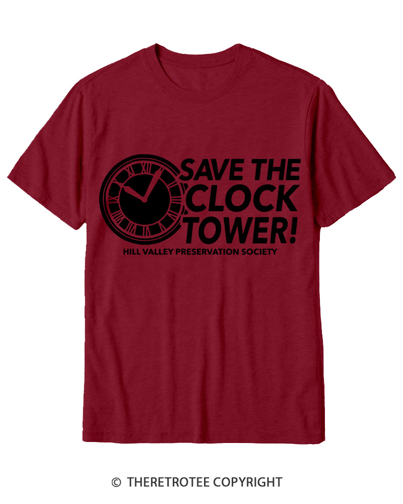 TheRetroTee Save The Clock Tower 1980s Cotton T-Shirt