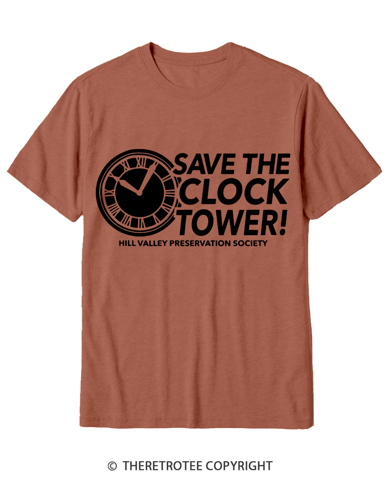 TheRetroTee Save The Clock Tower 1980s Cotton T-Shirt