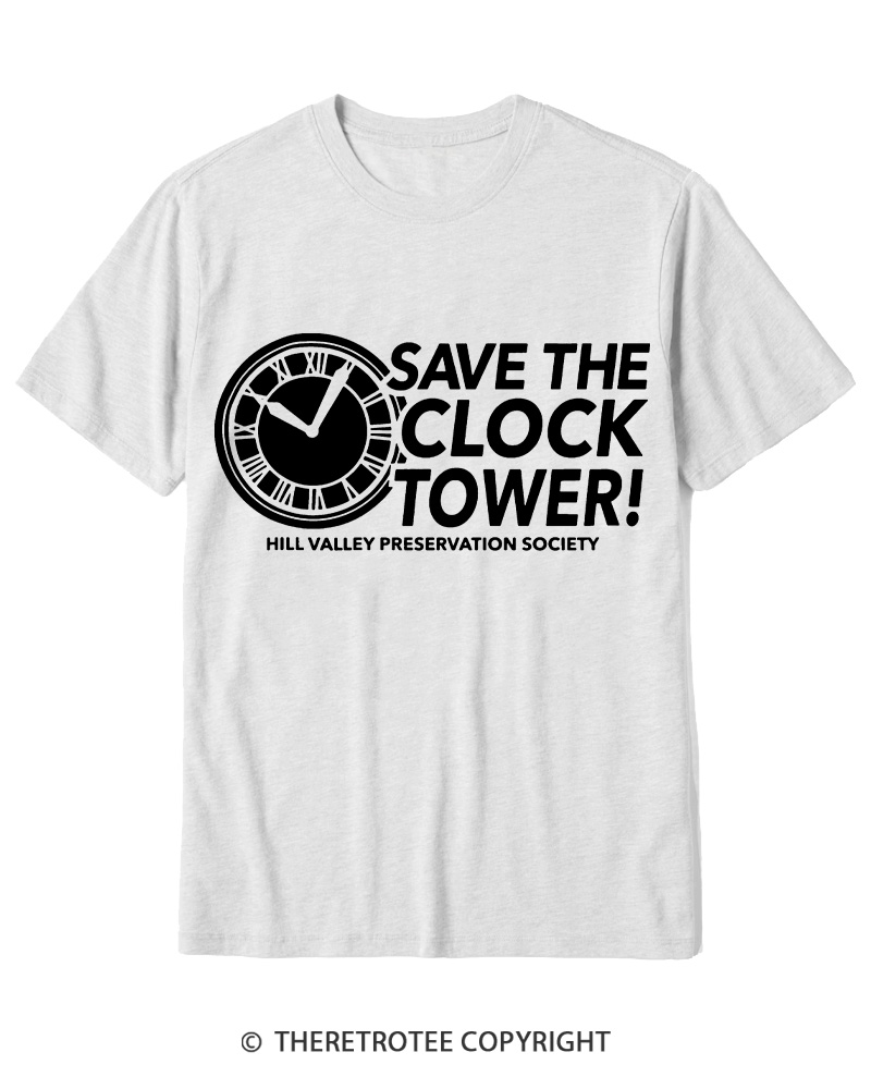TheRetroTee Save The Clock Tower 1980s Cotton T-Shirt