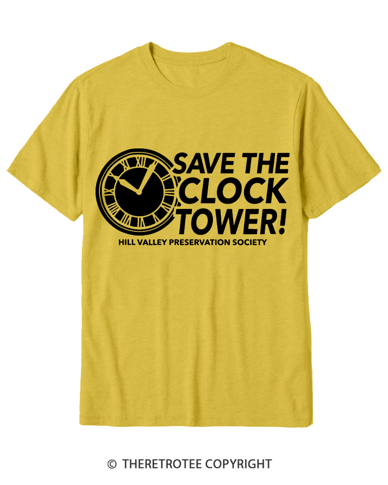 TheRetroTee Save The Clock Tower 1980s Cotton T-Shirt