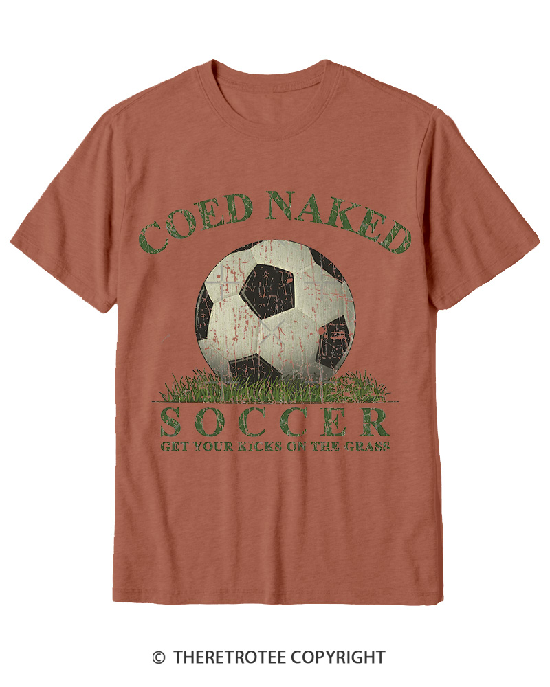 TheRetroTee Coed Naked Soccer 1990s Cotton T-Shirt