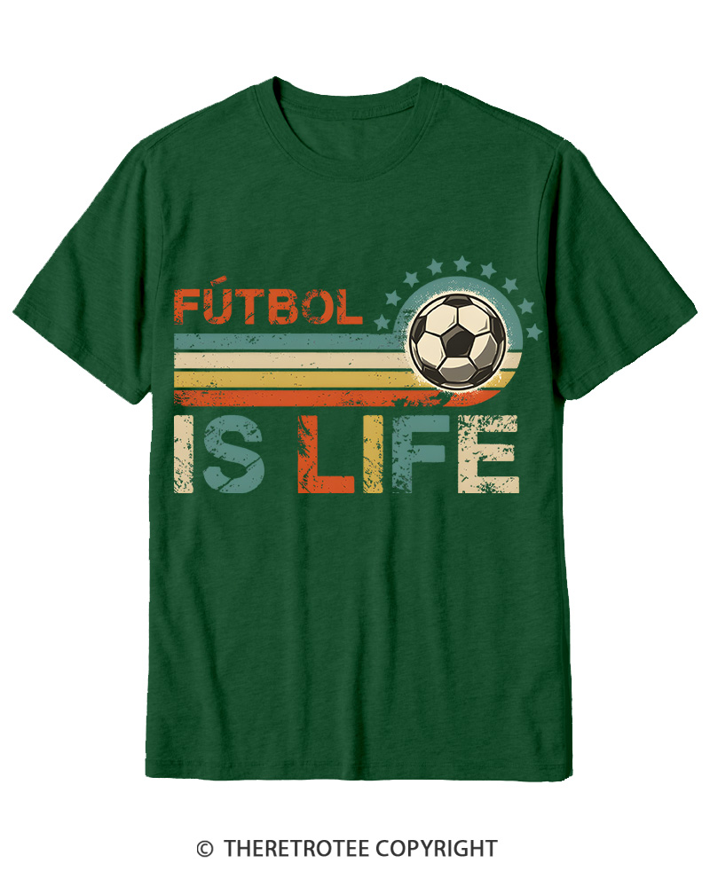 TheRetroTee Futbol Is Life 1970s Cotton T-Shirt