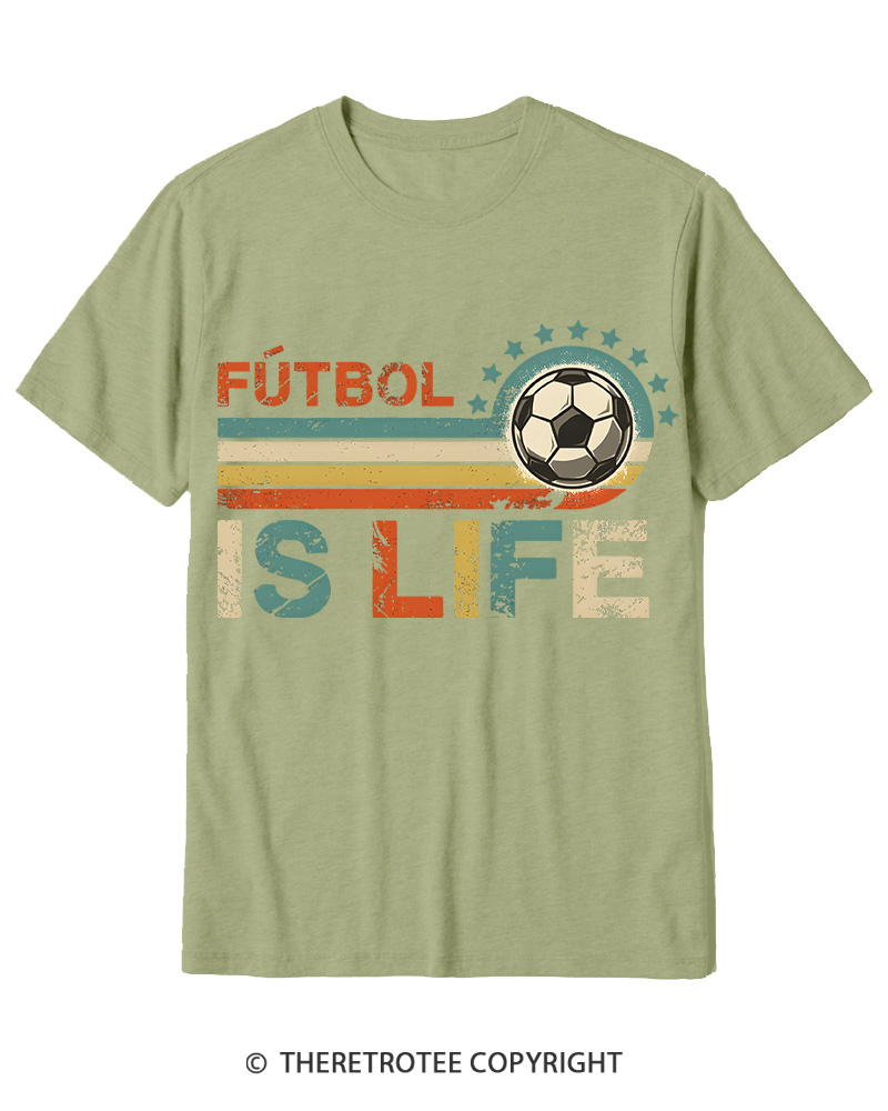 TheRetroTee Futbol Is Life 1970s Cotton T-Shirt