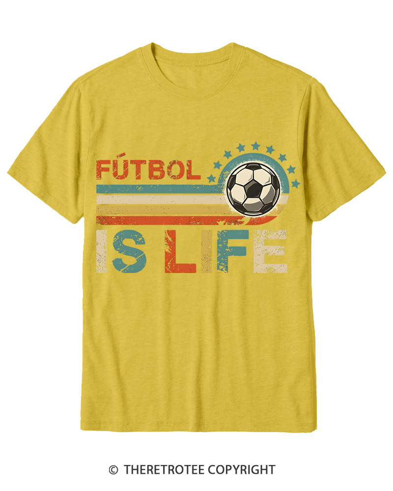 TheRetroTee Futbol Is Life 1970s Cotton T-Shirt
