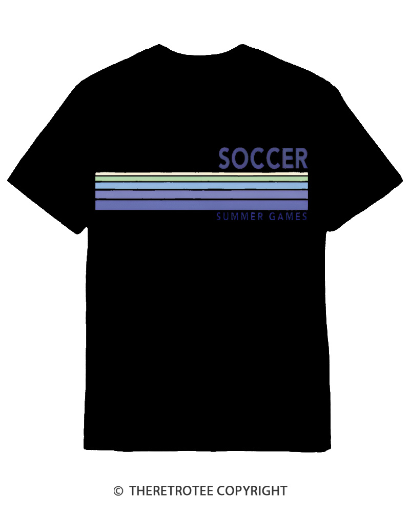 TheRetroTee Soccer Stripes Summer Games 1984 Cotton T-Shirt