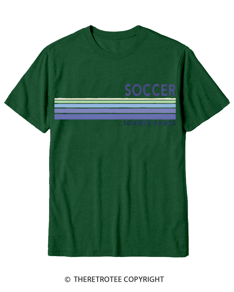 TheRetroTee Soccer Stripes Summer Games 1984 Cotton T-Shirt