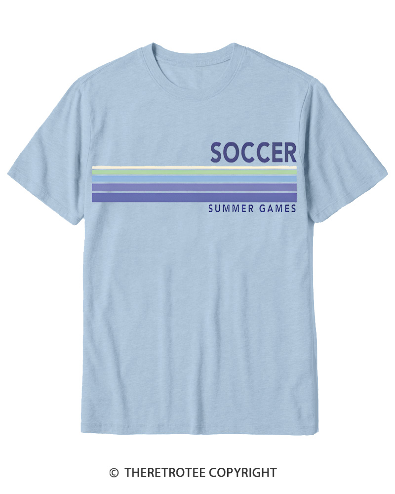 TheRetroTee Soccer Stripes Summer Games 1984 Cotton T-Shirt